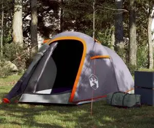 vidaXL Cort de camping tunel 2 persoane, gri/portocaliu, impermeabil