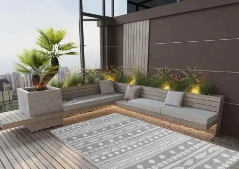 Covor de exterior, ARAKIL gri, 120x180 cm, PP - 1/5