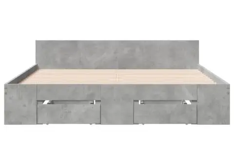 Cadru de pat cu sertare, gri beton, 135x190 cm, lemn prelucrat - 4/5