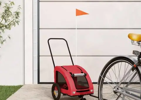 Remorcă de bicicletă animale companie, roșu, textil oxford/fier - 1/5