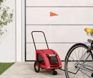 vidaXL Remorcă de bicicletă animale companie, roșu, textil oxford/fier