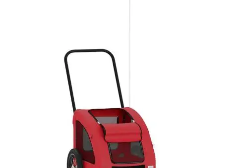 Remorcă de bicicletă animale companie, roșu, textil oxford/fier - 3/5