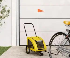 vidaXL Remorcă de bicicletă animale companie galben textil oxford/fier