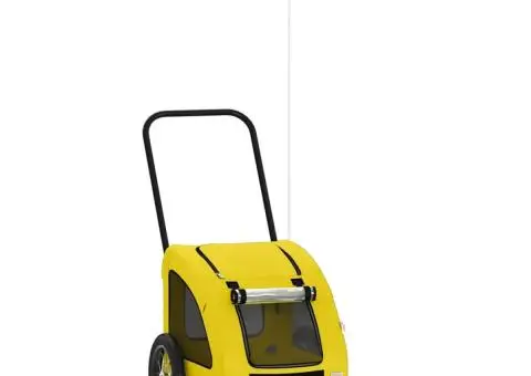 Remorcă de bicicletă animale companie galben textil oxford/fier - 2/5