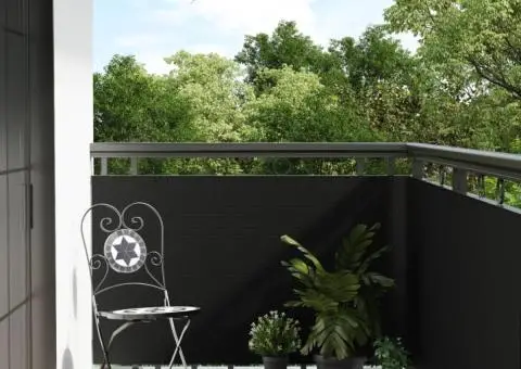 Paravan pentru balcon, negru, 400x90 cm, poliratan - 1/5