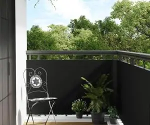 vidaXL Paravan pentru balcon, negru, 400x90 cm, poliratan