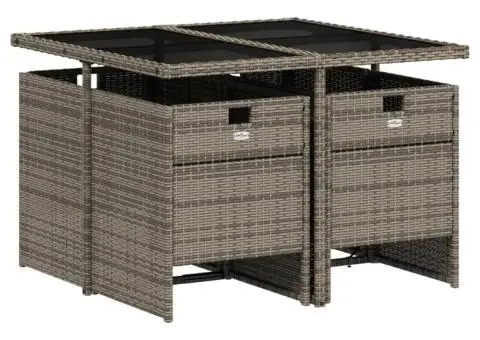 Set mobilier de grădină cu perne, 5 piese, gri, poliratan - 3/5