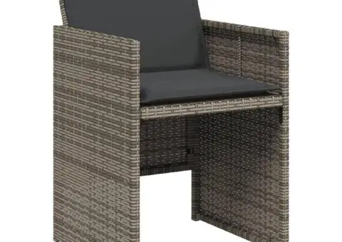 Set mobilier de grădină cu perne, 7 piese, gri, poliratan - 5/5