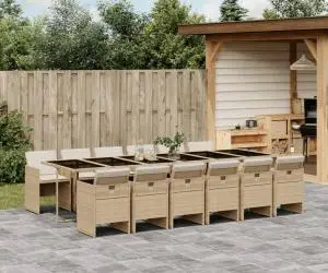 vidaXL Set mobilier de grădină cu perne, 13 piese, bej, poliratan