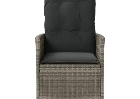 Scaun de grădină rabatabil cu perne, gri, poliratan - 4/5