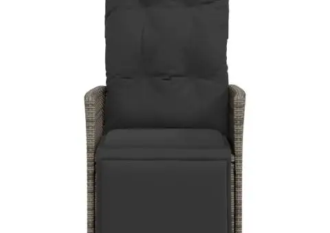 Scaune de grădină rabatabile cu perne, 2 buc., gri, poliratan - 4/5