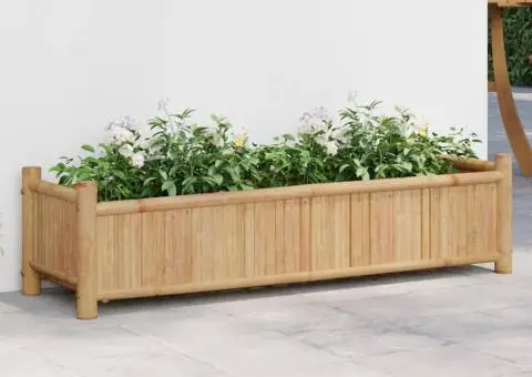 Jardinieră, 100x30x25 cm, bambus - 1/5