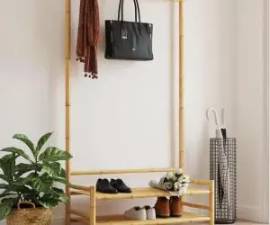 vidaXL Cuier pentru haine cu rafturi, 103x40x183 cm, bambus