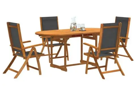 Set mobilier de grădină, 5 piese, lemn masiv acacia/textilenă - 1/5