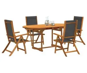 vidaXL Set mobilier de grădină, 5 piese, lemn masiv acacia/textilenă