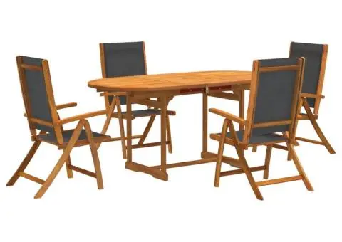 Set mobilier de grădină, 5 piese, lemn masiv acacia/textilenă - 2/5