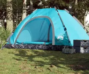 vidaXL Cort de camping pentru 5 persoane, eliberare rapidă, albastru