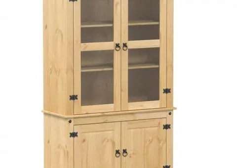Vitrină din sticlă „Corona” 103,5x42x180 cm, lemn masiv de pin - 2/5
