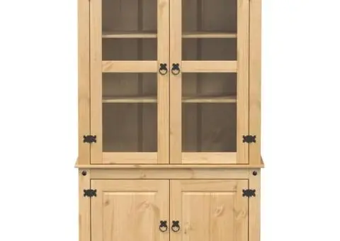 Vitrină din sticlă „Corona” 103,5x42x180 cm, lemn masiv de pin - 4/5