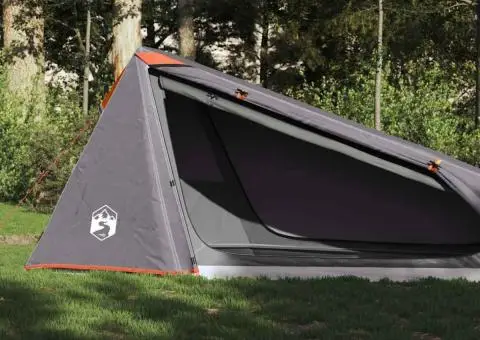 Cort de camping tunel 1 persoane, gri/portocaliu, impermeabil - 1/5