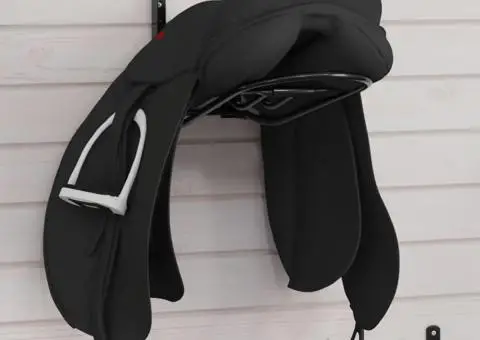 Suport pentru șa pliabil, montat pe perete, negru, fier - 1/5