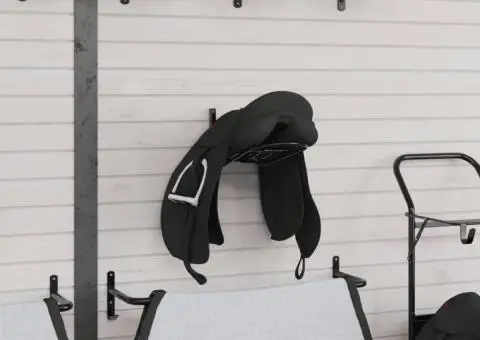 Suport pentru șa pliabil, montat pe perete, negru, fier - 3/5