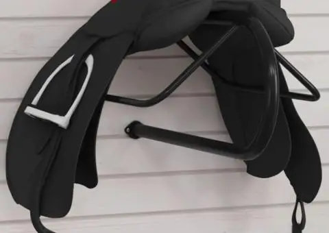 Suport pentru șa, montat pe perete, negru, fier - 1/5