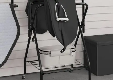 Suport pentru șa, pliabil, de sine stătător, negru, fier - 1/5