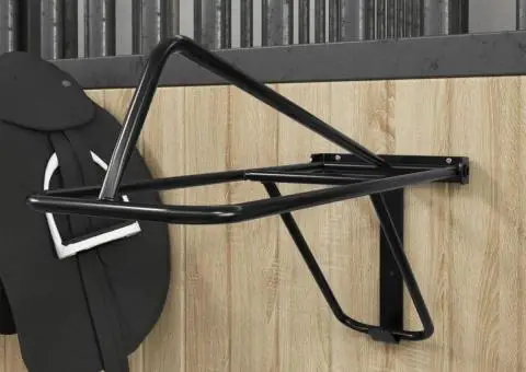 Suport pentru șa pliabil, montat pe perete, negru, fier - 3/5