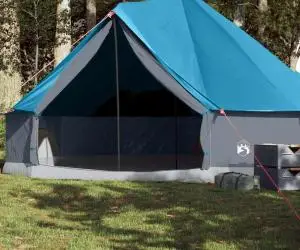 vidaXL Cort de familie Tipi pentru 8 persoane, albastru, impermeabil