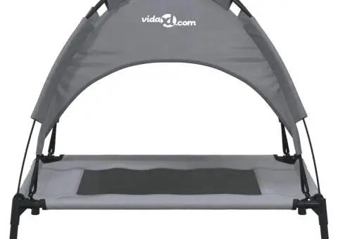 Pat de câini cu baldachin, antracit, țesătură Oxford și oțel - 4/5