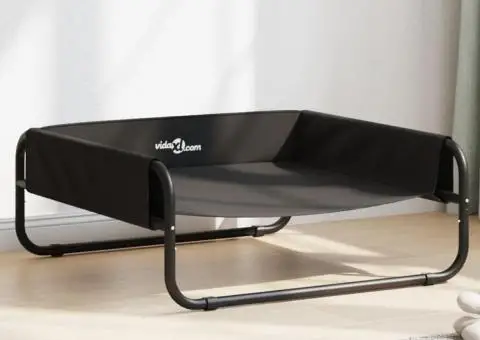 Pat înălțat pentru câini, antracit, țesătură Oxford și oțel - 1/5