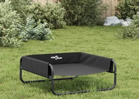 Pat înălțat pentru câini, antracit, țesătură Oxford și oțel - 4/5