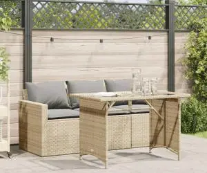 vidaXL Set mobilier de grădină, 2 piese, cu perne, bej, poliratan