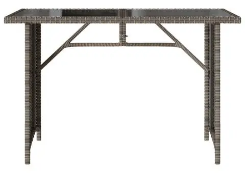 Masă de grădină cu blat din sticlă gri, 110x68x70 cm, poliratan - 4/5