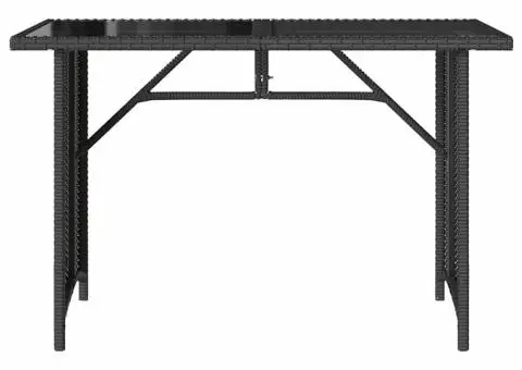 Masă grădină cu blat din sticlă, negru, 110x68x70 cm, poliratan - 4/5