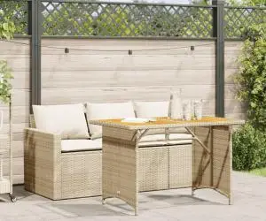vidaXL Set mobilier de grădină, 2 piese, cu perne, bej, poliratan