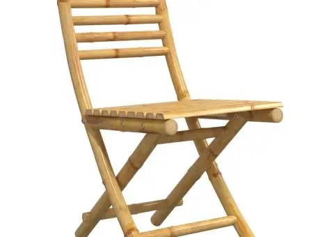 Scaune de grădină pliabile, 2 buc., 43x54x88 cm, bambus - 4/5