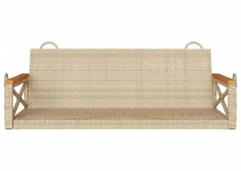 Bancă de balansoar, bej, 109x62x40 cm, poliratan - 4/5