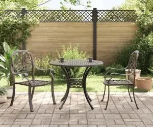 vidaXL Set mobilier bistro, 3 piese, bronz, aluminiu turnat