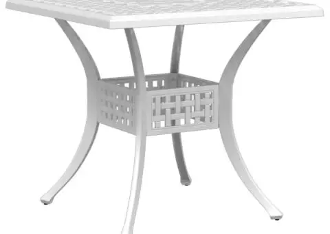 Set mobilier de grădină, 5 piese, alb, aluminiu turnat - 3/5