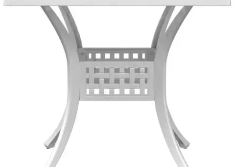 Set mobilier de grădină, 5 piese, alb, aluminiu turnat - 4/5