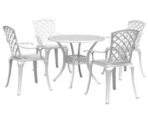 vidaXL Set mobilier de grădină, 5 piese, alb, aluminiu turnat