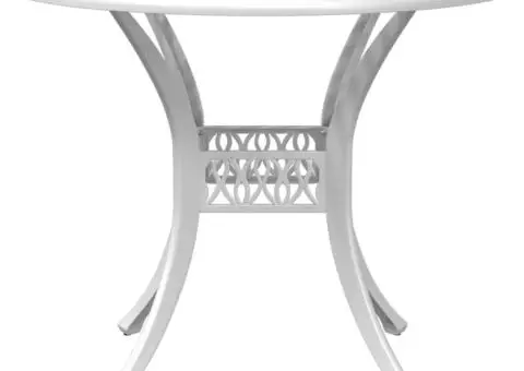 Set mobilier de grădină, 5 piese, alb, aluminiu turnat - 4/5