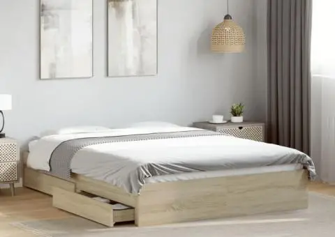 Cadru de pat cu sertare stejar sonoma 135x190 cm lemn prelucrat - 1/5