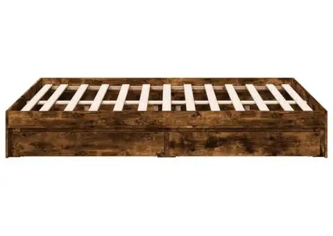 Cadru pat cu sertare stejar fumuriu 135x190 cm lemn prelucrat - 5/5