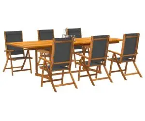 vidaXL Set mobilier de grădină, 7 piese, lemn masiv acacia/textilenă