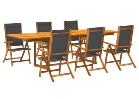 Set mobilier de grădină, 7 piese, lemn masiv acacia/textilenă - 2/5