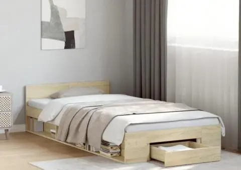 Cadru de pat cu sertar stejar sonoma 90x190 cm lemn prelucrat - 1/5