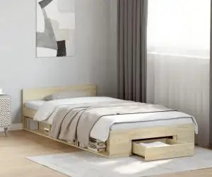 vidaXL Cadru de pat cu sertar stejar sonoma 90x190 cm lemn prelucrat